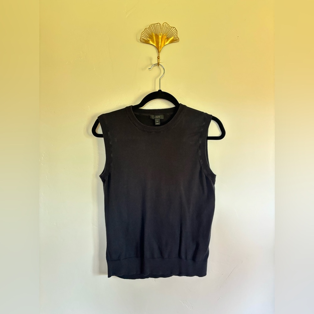 J.Crew Black Sleeveless Knit Sweater Teddy Tank – Size M | A9